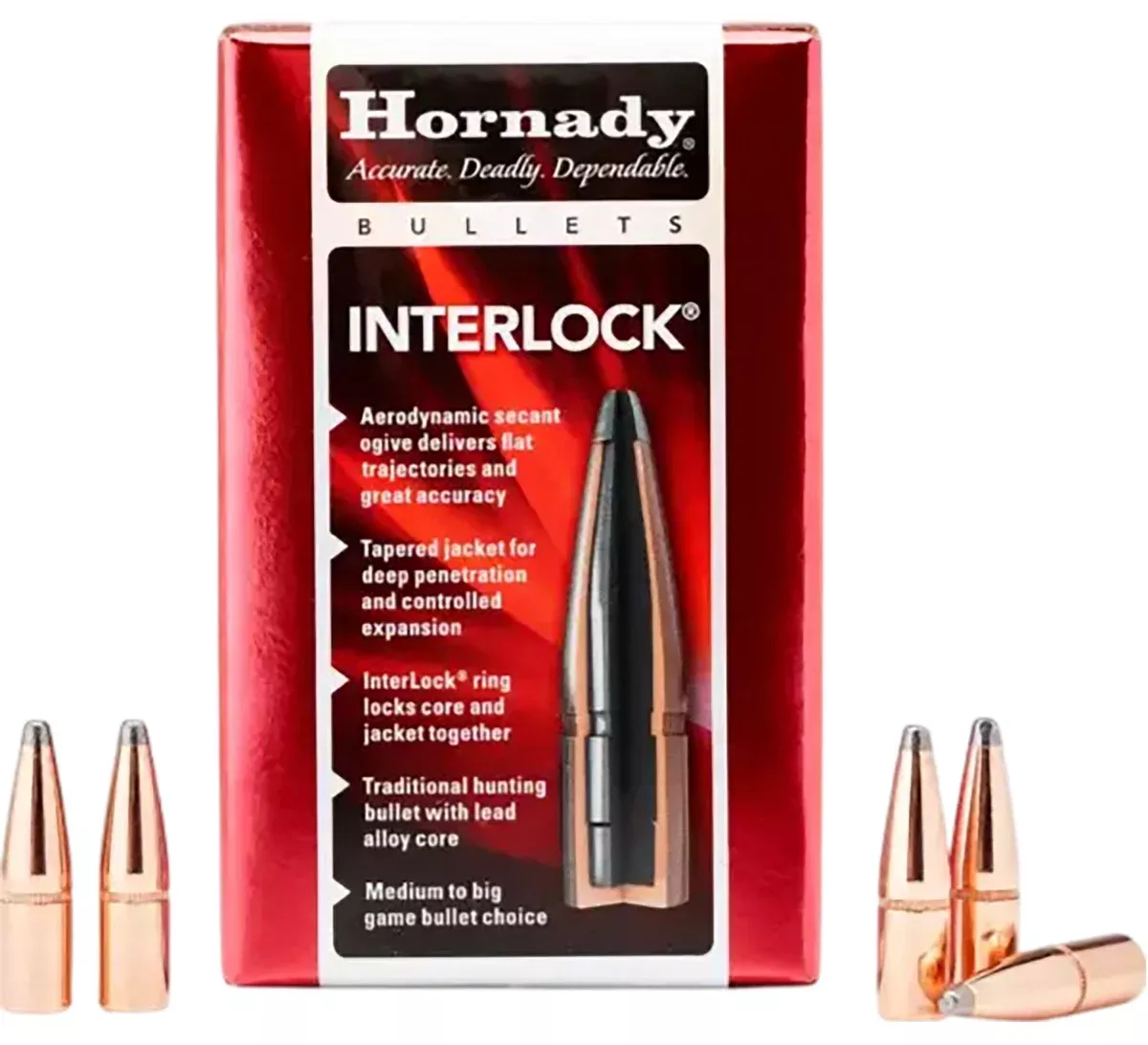 Hornady 3060 InterLock30 Cal .308 170 gr Flat Point 100 Per Box/ 15 Case