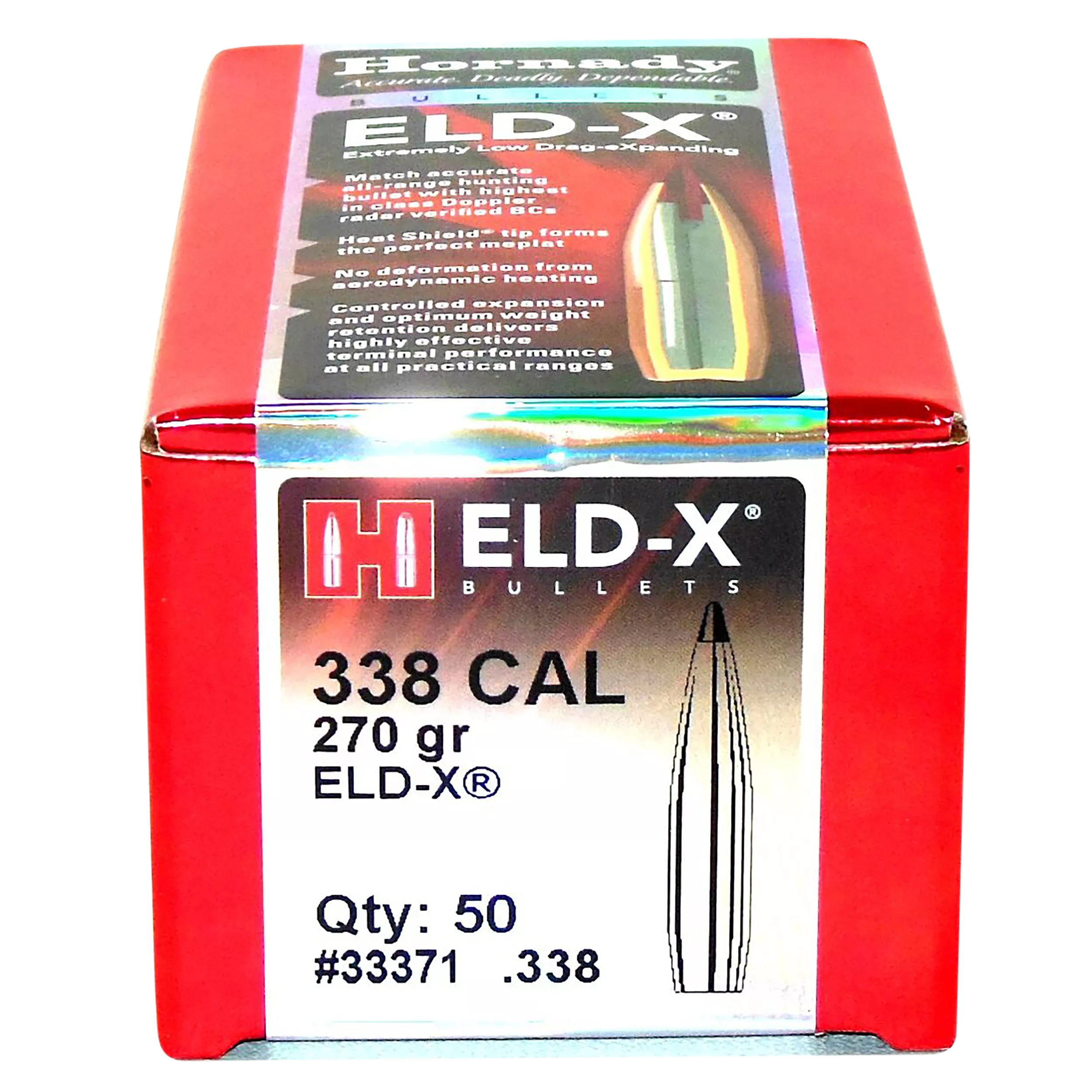 Hornady 33371 ELD-X338 Cal .338 270 gr Extremely Low Drag eXpanding 50 Per Box/ 15 Case