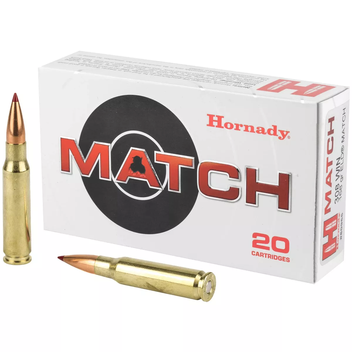 Hornady 80966 Match 308 Win 168 gr Extremely Low Drag Match 20 Per Box