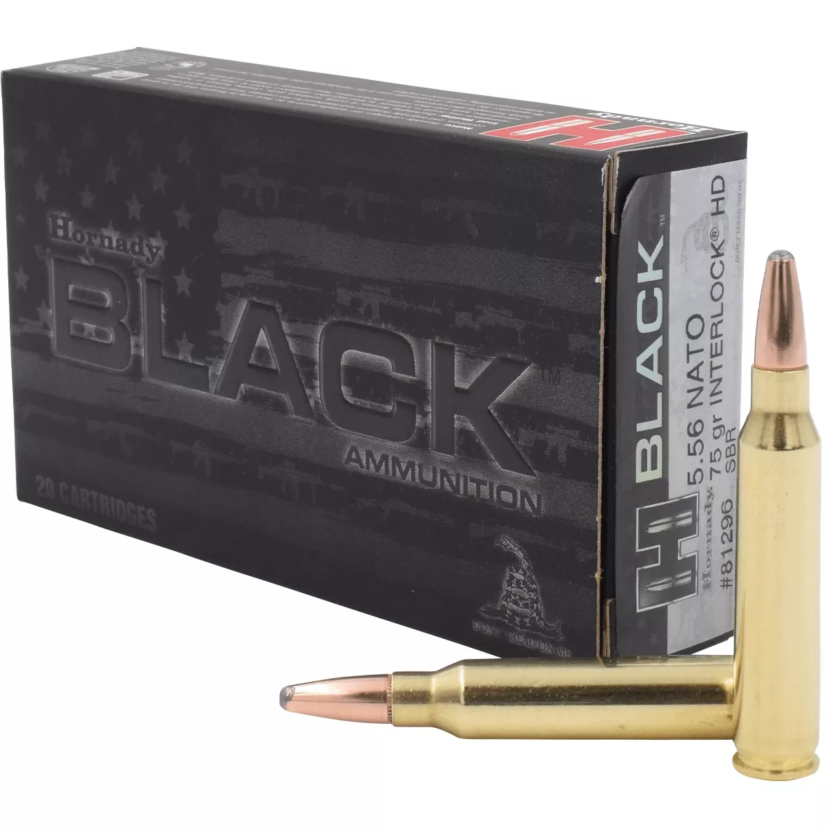 Hornady 81296 Black 5.56x45mm NATO 75 gr InterLock Heavy Duty 20 Per Box