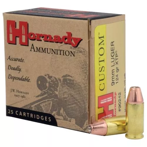 Hornady 90242 Custom 9mm Luger 124 gr Hornady XTP Hollow Point 25 Per Box