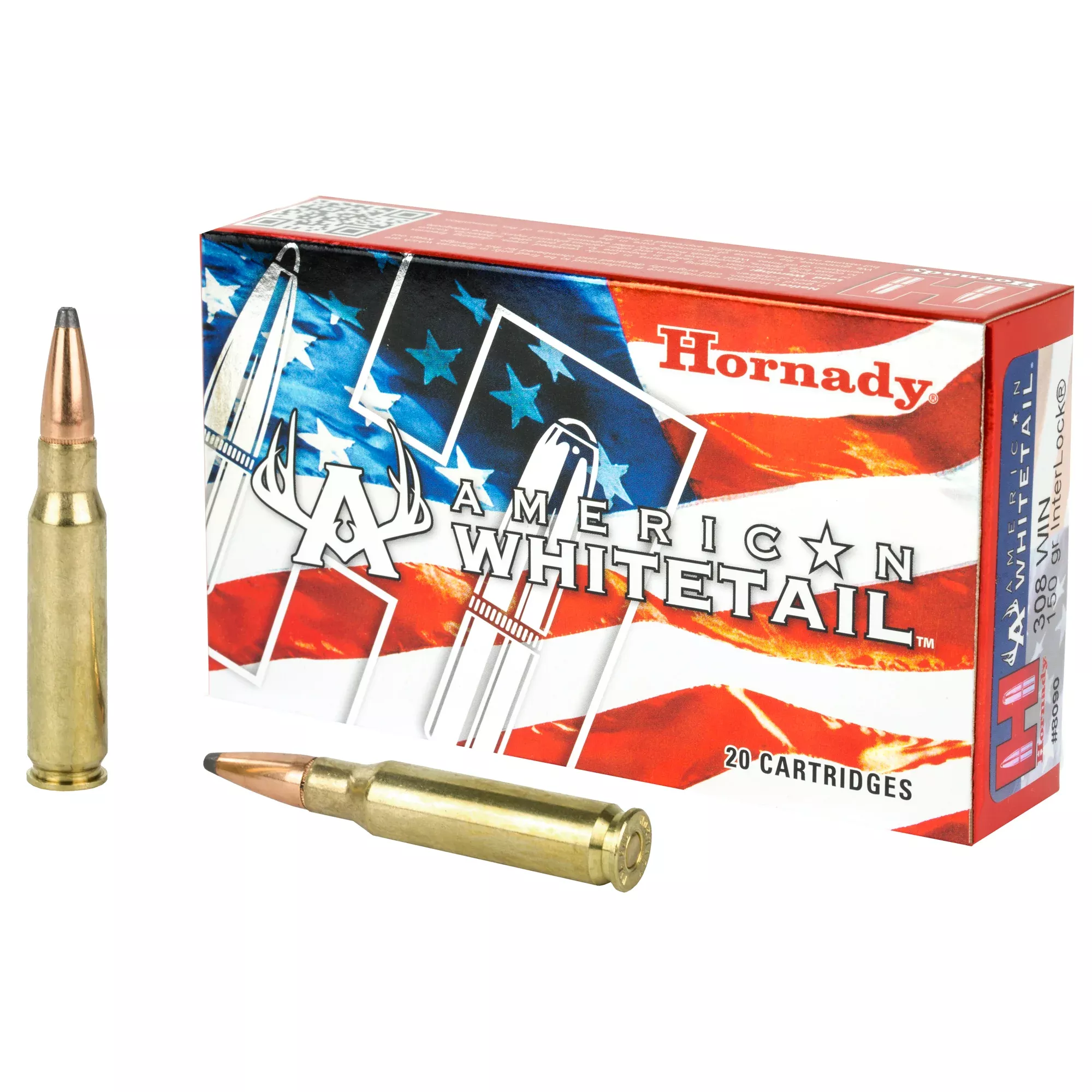 Hornady American Whitetail .308 Winchester 150 Grain InterLock Soft Point Rifle Ammo, 20ct 8090