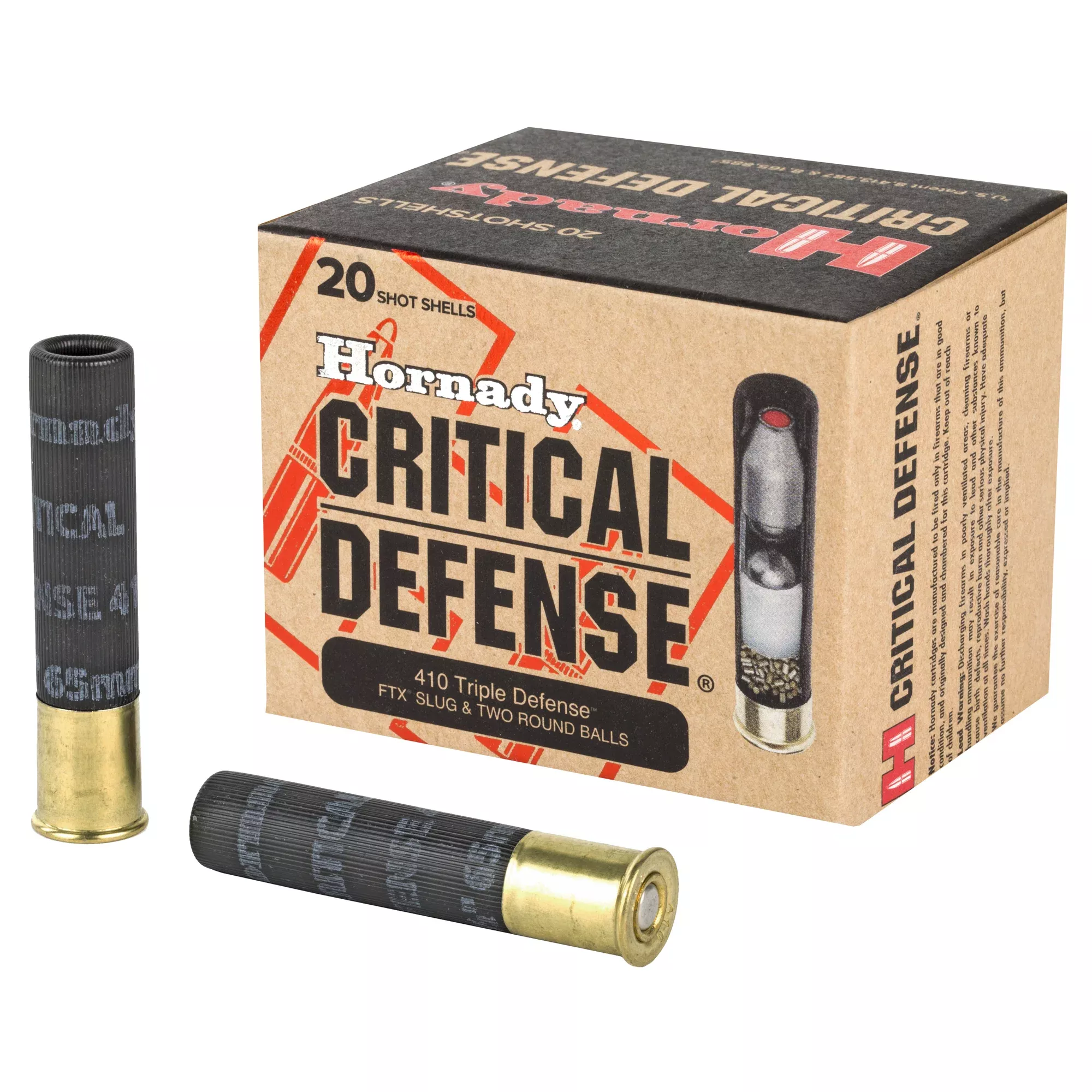 Hornady Critical Defense .410 Bore 2-1/2in Triple Defense FTX Slug Shotshells 20/Box 86238