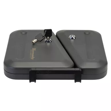 Hornady Dual-Lid Lock Box - Foam Interior, 2 Keyed Alike Locks, 11"x10"x2" Exterior Dimensions, Includes Steel Security Cable