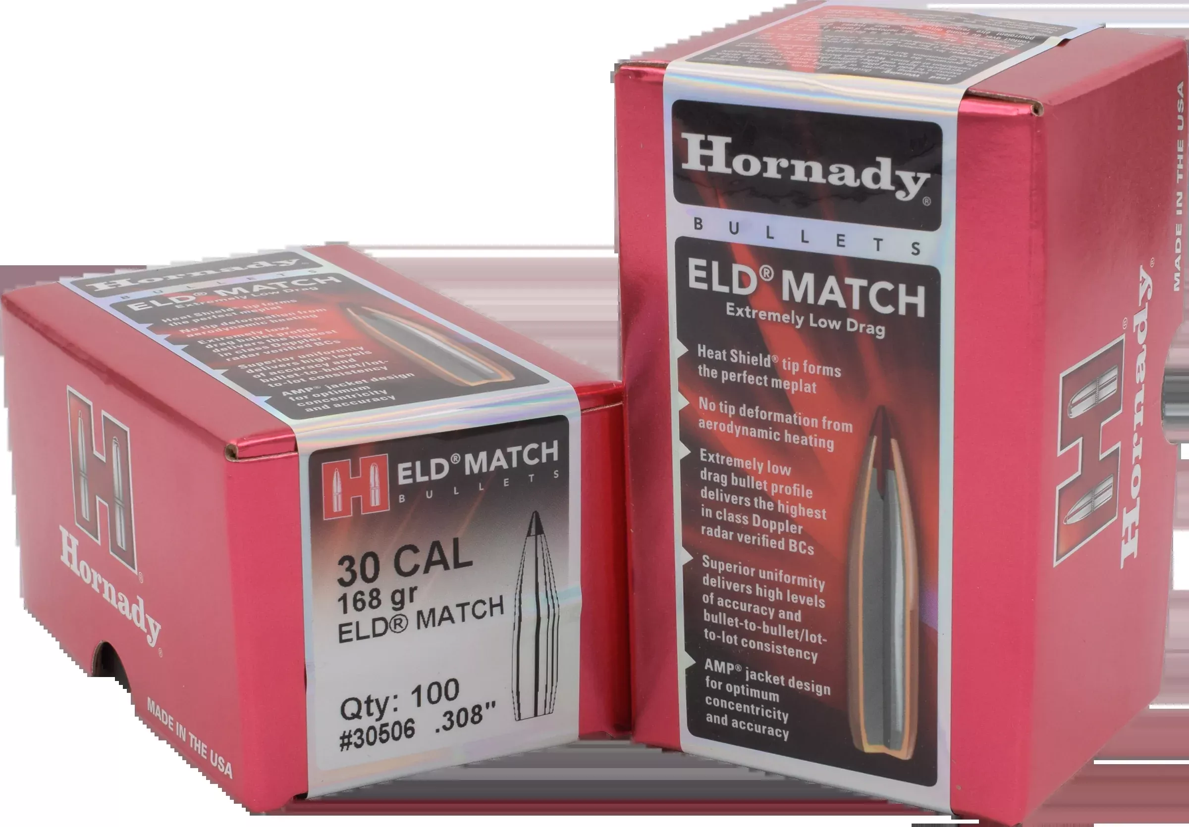 Hornady ELD Match 30 Cal .308 168gr Reloading Bullets - 100/Box