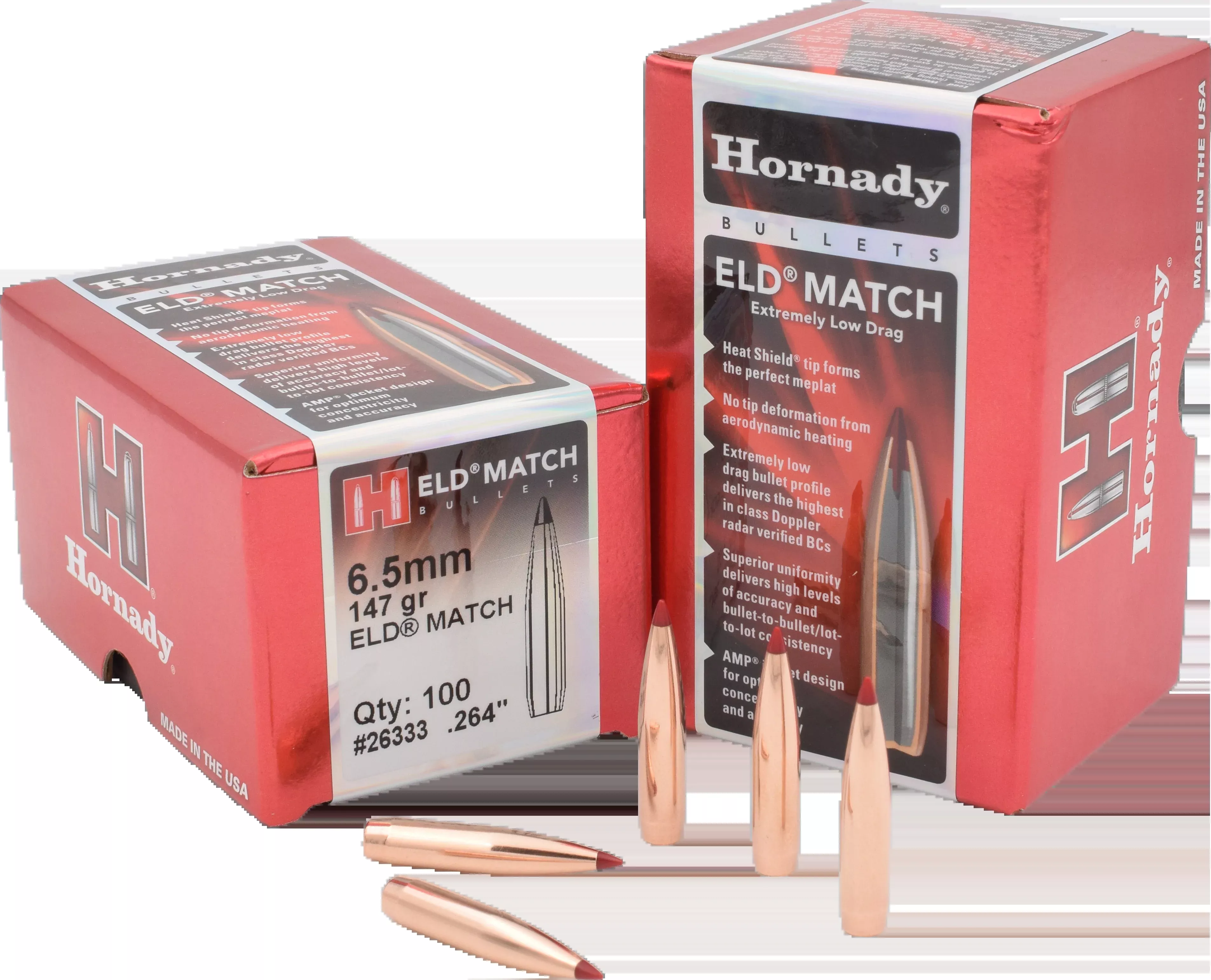 Hornady ELD Match 6.5mm .264 147gr Reloading Bullets - 100/Box