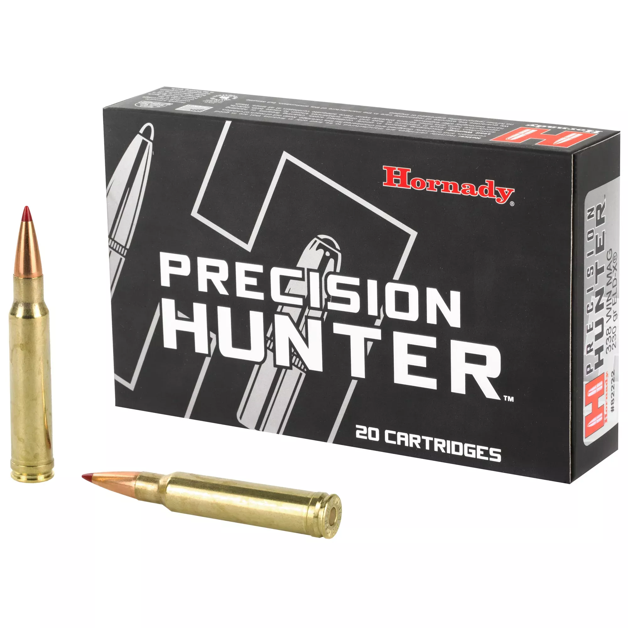 Hornady Precision Hunter .338 Win Mag 230gr ELD-X Polymer Tip Rifle Ammo 20rd Box 82222