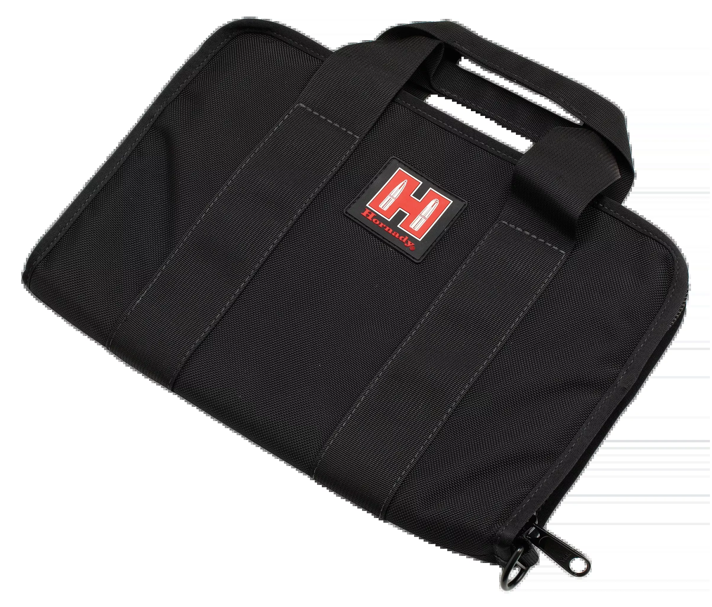 Hornady Soft Pistol Case - Nylon Cordura, YKK Zipper, Holds 1 Handgun & Mags, Black/Red - 99117
