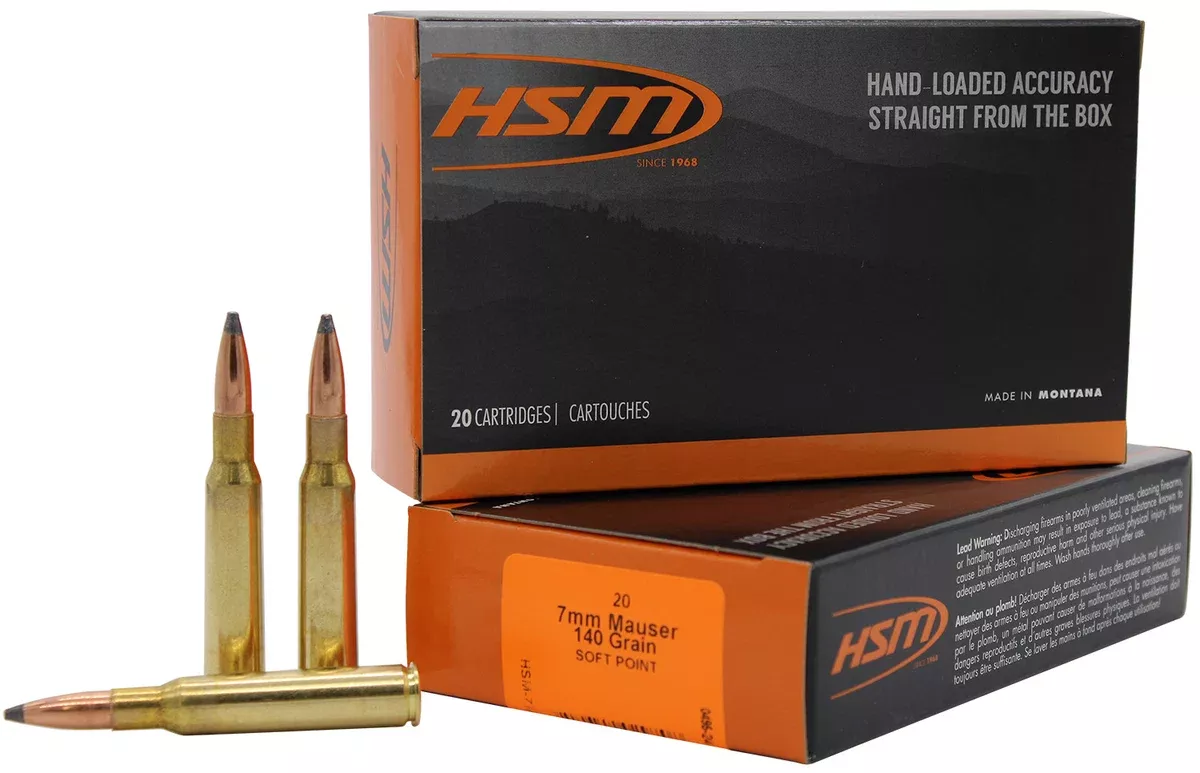 HSM 7MAUSER6N 7mmMauser 140gr Soft Point 20 Per Box/20 Case