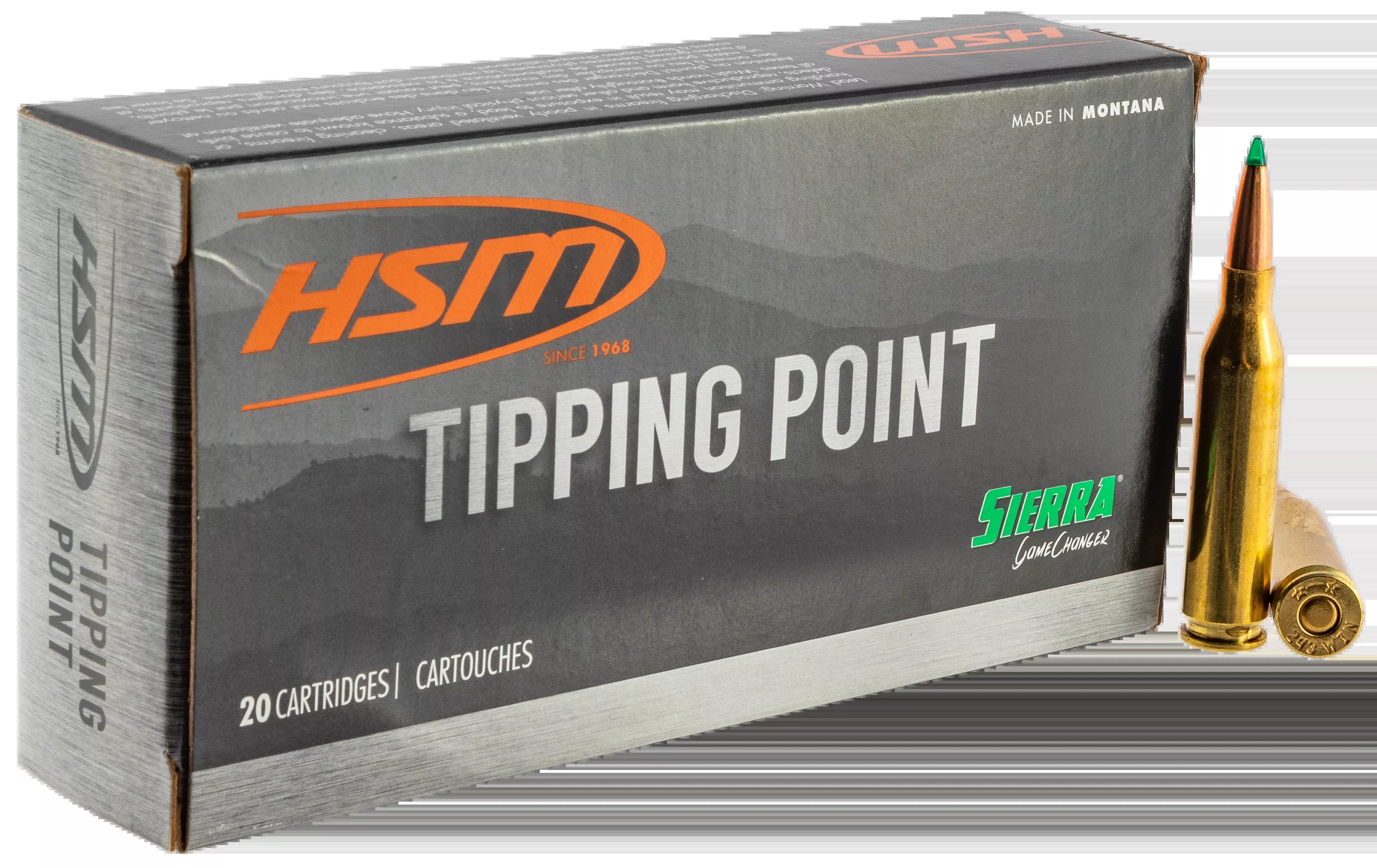 HSM Tipping Point .243 Winchester 90 Grain Sierra GameChanger Brass Rifle Ammo 20-Round Box 24321N