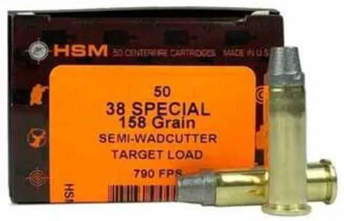 HSM Training Handgun Ammunition .38 Spl 158Gr SWC 790 Fps 50/ct