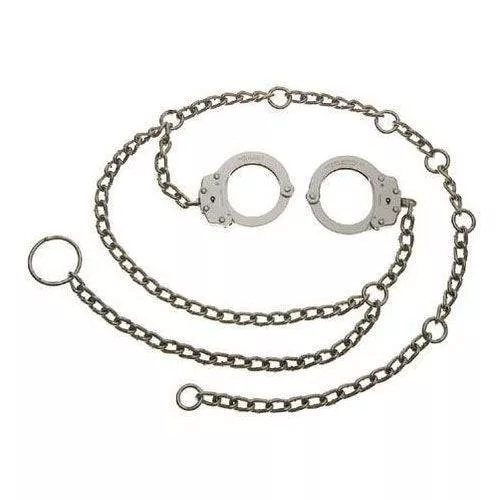 Humane Restraint Waist Chain with handcuffs located at hip