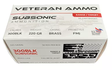 Hyperion Munitions HMBX-300BLK-220-50 Veteran Ammo 300 Blackout 220 gr Full Metal Jacket - 50 Per Box