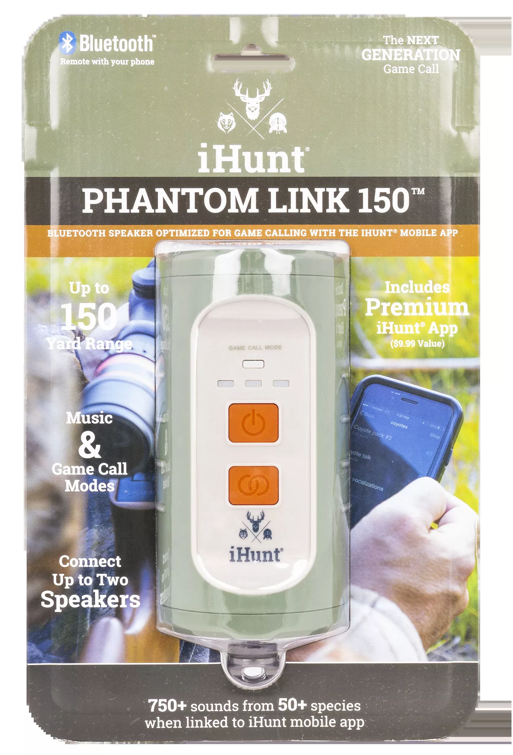 iHunt Phantom Link 150 Bluetooth Game Call Speaker, IPX7 Waterproof, 150 yd Range – IHP150