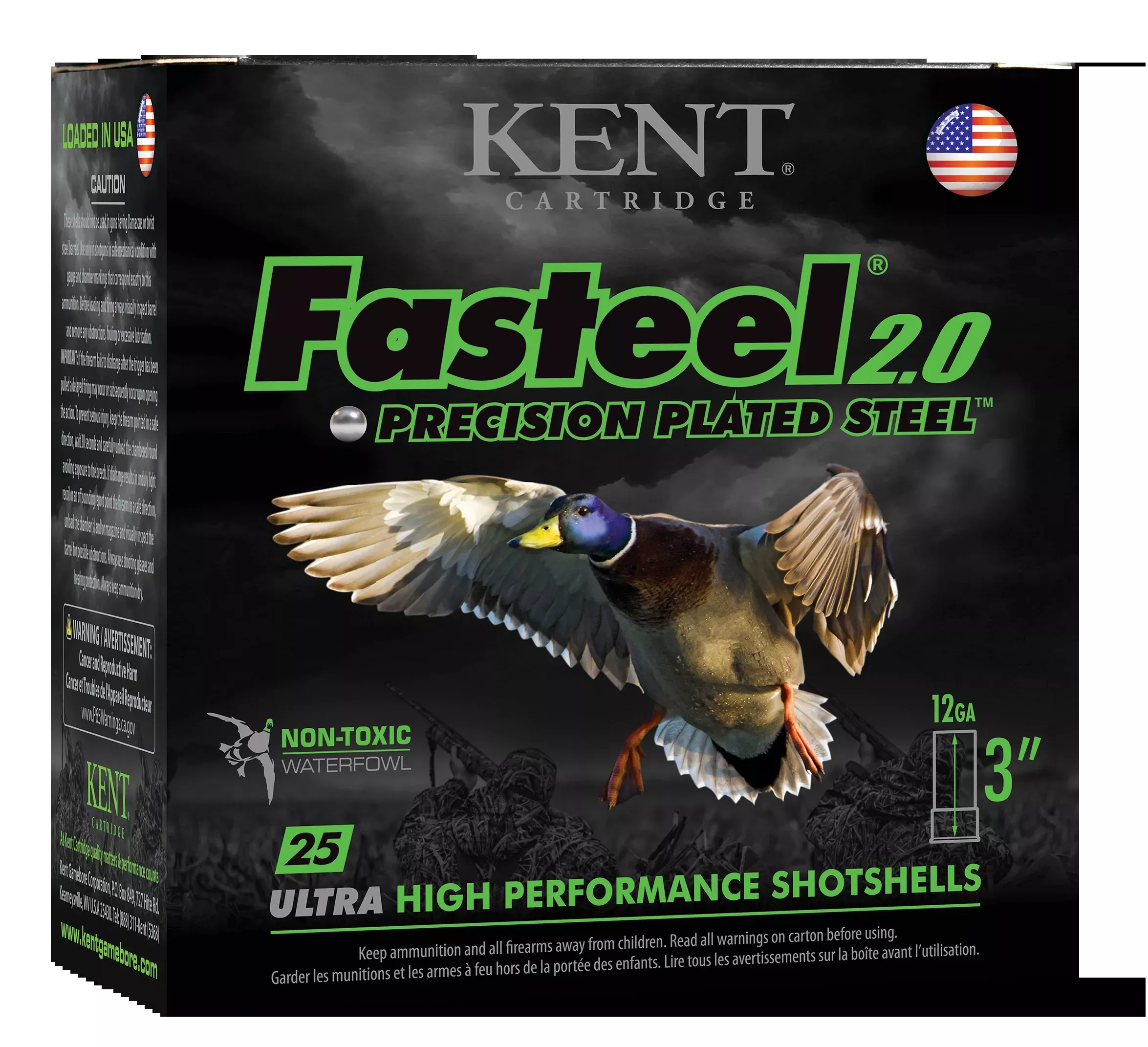 Kent Cartridge Fasteel 2.0 12 Gauge 3in 1-1/4oz #2 Steel Waterfowl 25/Box 10/Case K123FS362