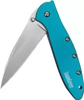 Kershaw 1660teal Leek 3 " Folding Drop Point Plain Bead Blasted 14c28n Steel Blade Teal Anodized Aluminum Handle Includes Pocket Clip