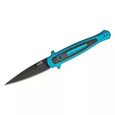 Kershaw 7150TEALBLK Launch 8 AUTO Folding Knife - 3.5" CPM-154 Black Spear Point Blade, Teal Anodized Aluminum Handles w/ Carbon Fiber Inlay