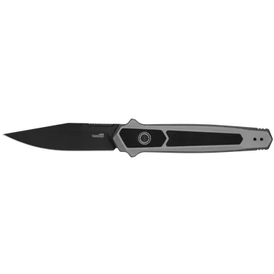 Kershaw 7951 Launch 17 AUTO Folding Knife - 3.5" CPM-S35VN Black Cerakoted Clip Point Blade, Gray Aluminum Handles with Textured G10 Inlays, Reversible Clip