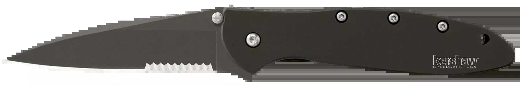 Kershaw Leek Assisted Folding Knife, 3 in Part Serrated Black DLC 14C28N Blade, 1660CKTST