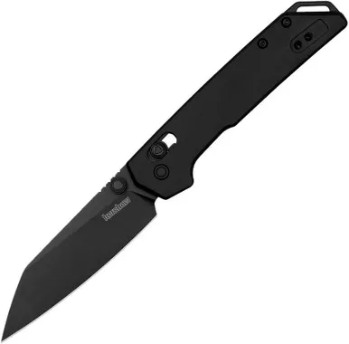 Kershaw Mini Iridium Duralock Folding Knife - 3" D2 Black Oxide Reverse Tanto Blade, Black Aluminum Handles, Reversible Clip
