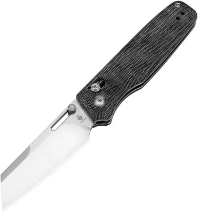 Kizer Knives Vanguard Series Task Clutch Lock Folding Knife - 3.04" 154CM Stonewashed Reverse Tanto Blade, Black Micarta Handles, Reversible Clip, AXIS/Crossbar Lock, Designed by Nick Consoli - V3641C1