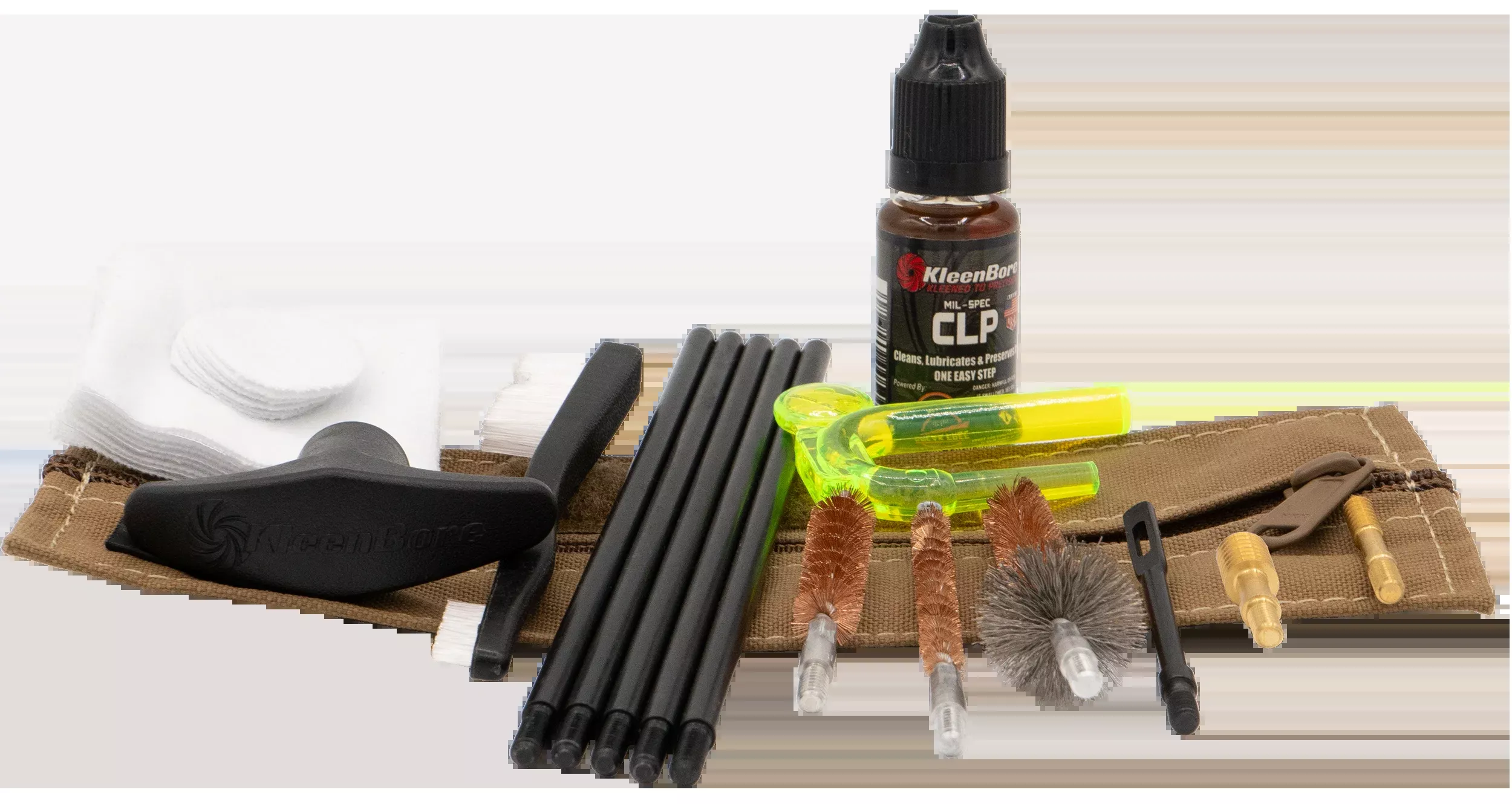 Kleen-Bore Compact Military/Law Enforcement Rifle Tactical Cleaning Kit, 5.56/.223 & 9mm – KBMLE5.569