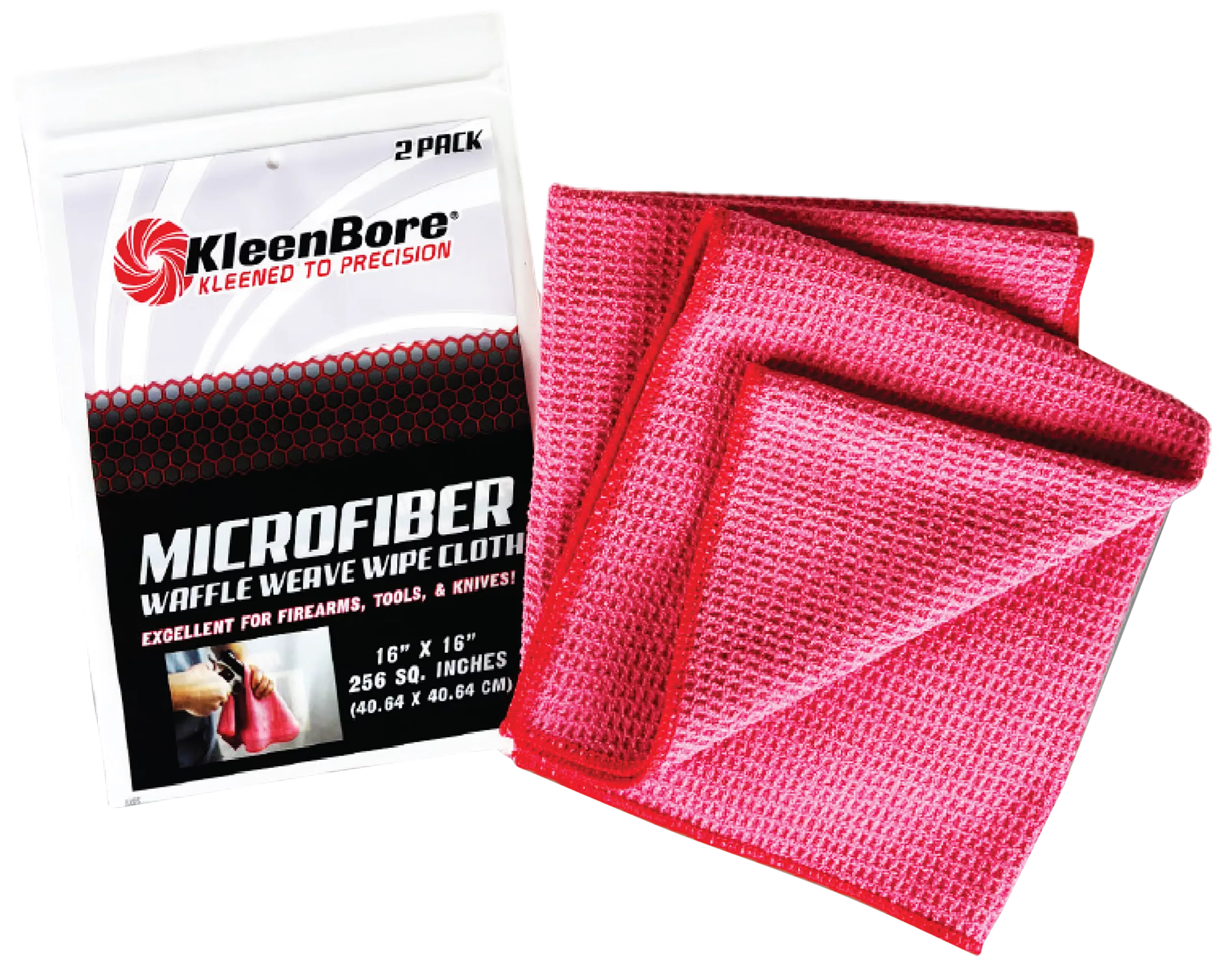 KleenBore MCR Microfiber Waffle Weave 16" x 16" 2 Pack