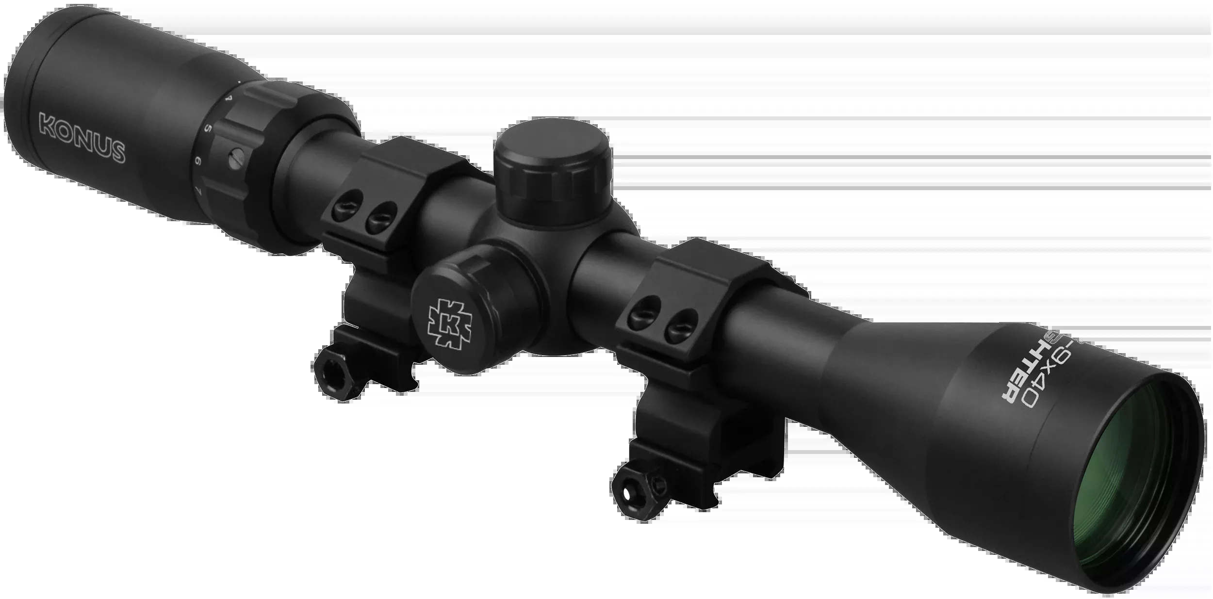Konus Fighter 3-9x40 Rifle Scope, 30/30 Reticle, Multi‑Coated, Rings Included — 7352