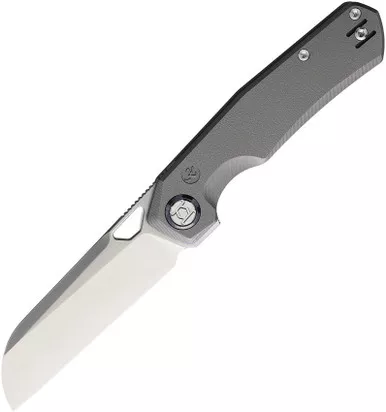 Kunwu Knives X-TAO Frame Lock Folding Knife - 3.5" Vanax Satin Sheepsfoot Blade, Gray Titanium Handles, Deep Carry Wire Pockey Clip - S703