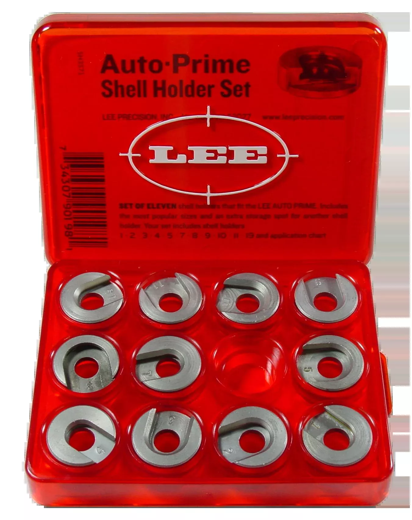 Lee Precision Auto-Prime Hand Priming Tool Shell Holder Set, 11-Piece with Storage Box 90198