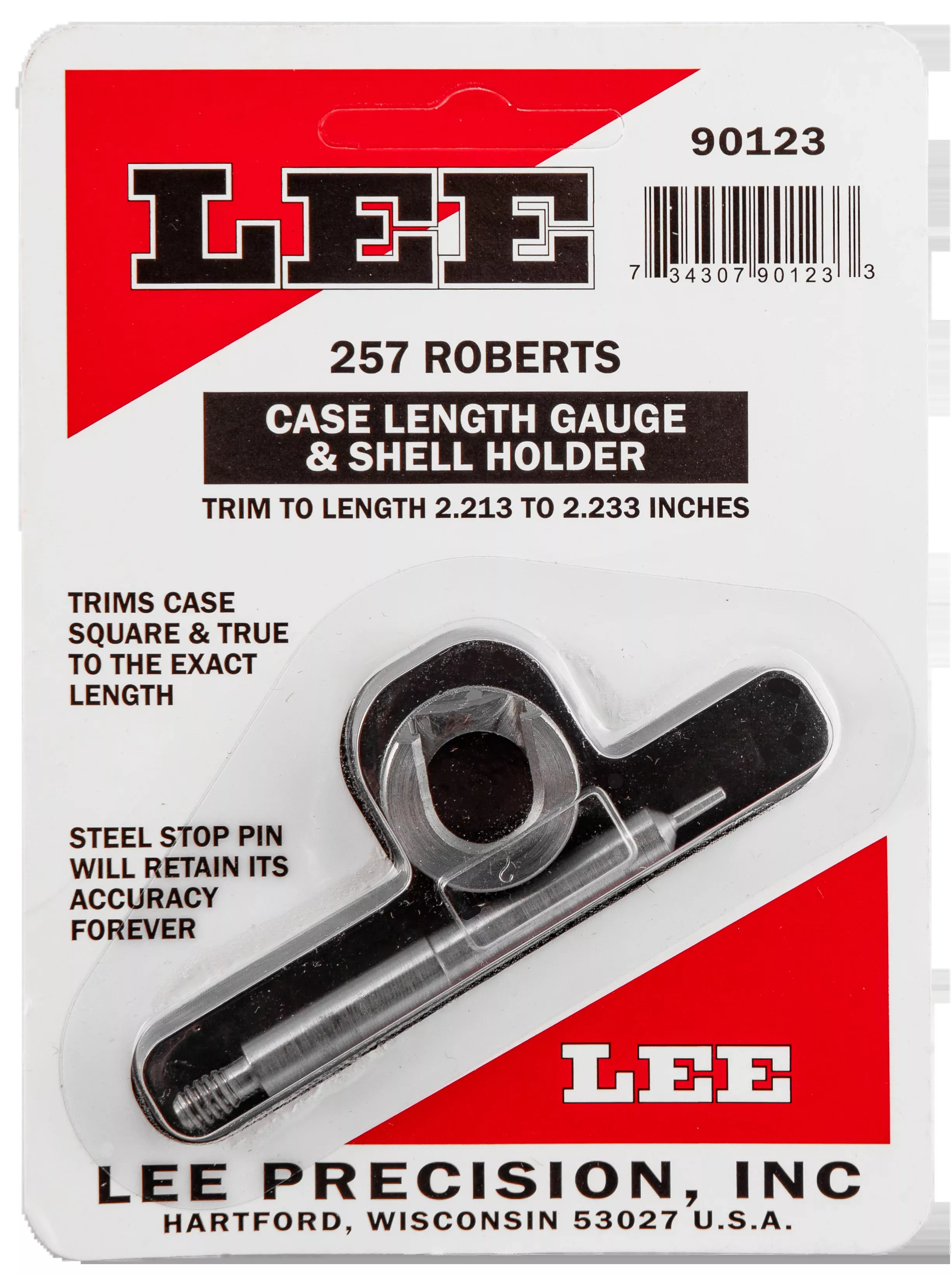 Lee Precision Case Length Gauge & Shell Holder for .257 Roberts, Trim 2.213-2.233 in 90123