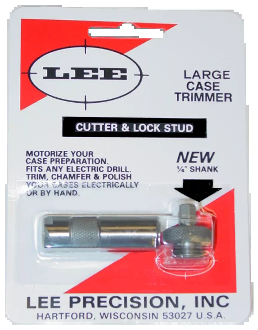 Lee Precision Large Case Trimmer Cutter & Lock Stud, Drill-Compatible 1/4in Shank 90401