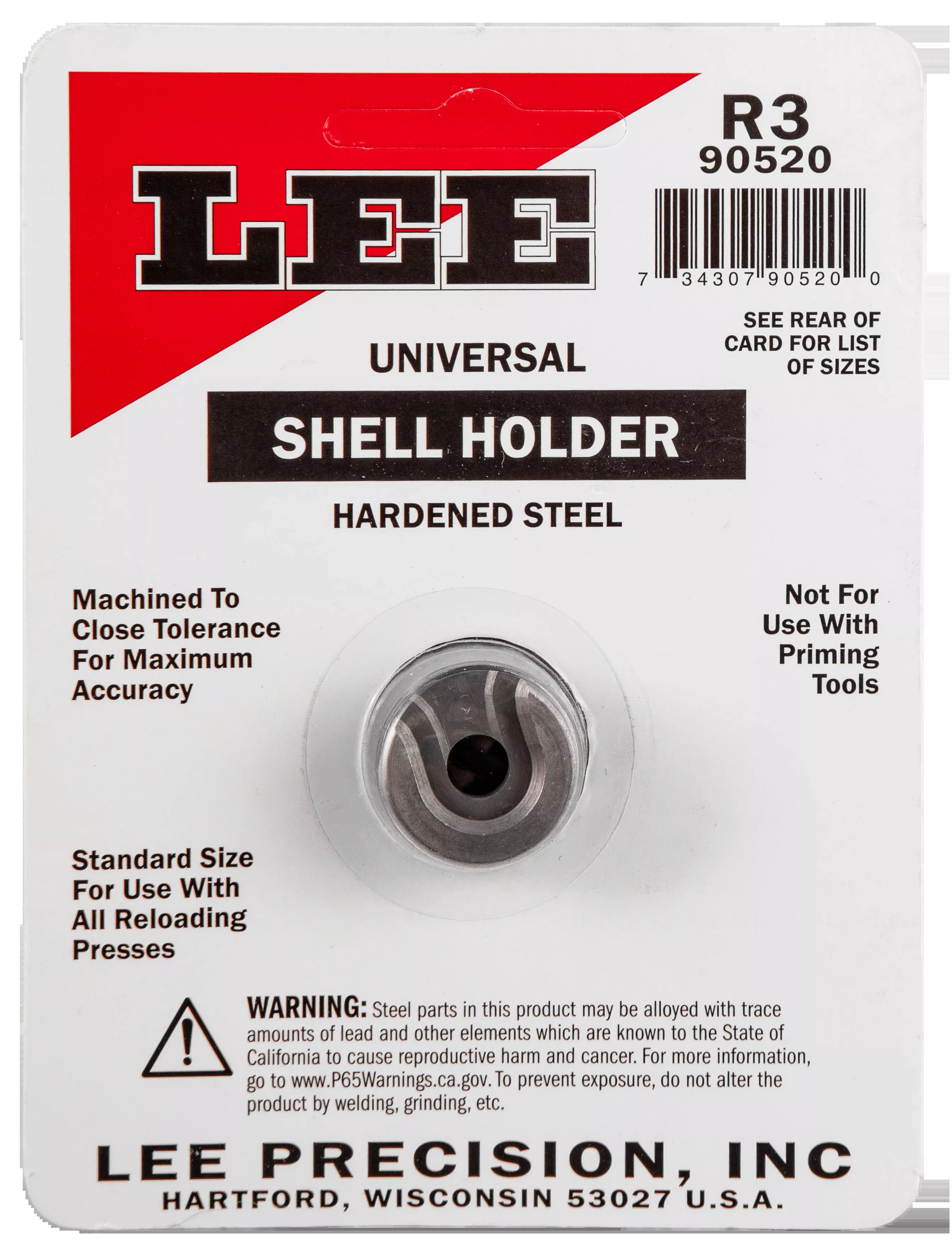 Lee Precision Universal Shell Holder #15R for .25 ACP Reloading Presses, Hardened Steel 90002