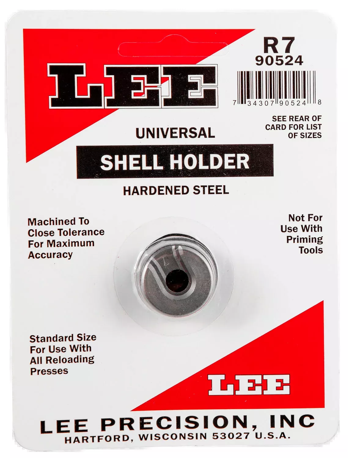 Lee Precision Universal Shell Holder #7R, Hardened Steel, Fits Standard Reloading Presses 90524