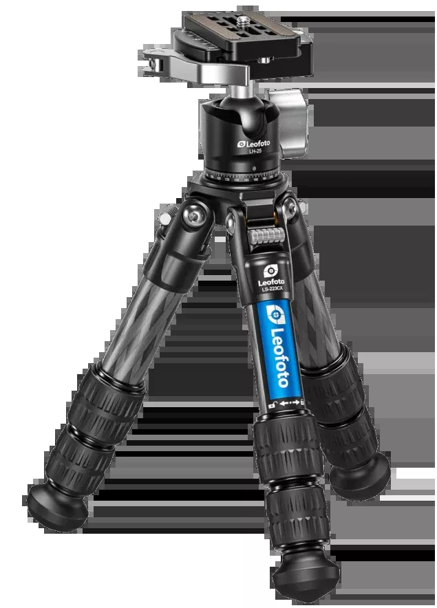 LEOFOTO USA Carbon Fiber Tabletop Tripod with LH-25 Low-Profile Ball Head, Convertible Stud, LS-223CX+LH-25
