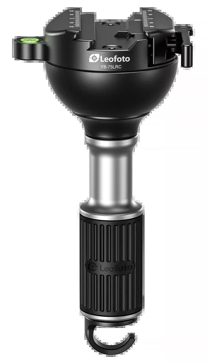 Leofoto USA Leveling Head with Large Handle for 75mm Bowl Tripods, Hybrid Arca/Picatinny Clamp, YB-75LRC