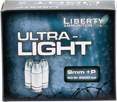 Liberty Ammunition Laul9052 Ultra-light 9mm Luger +p 50 Gr Copper Hollow Point 20 Bx/ 10 Cs