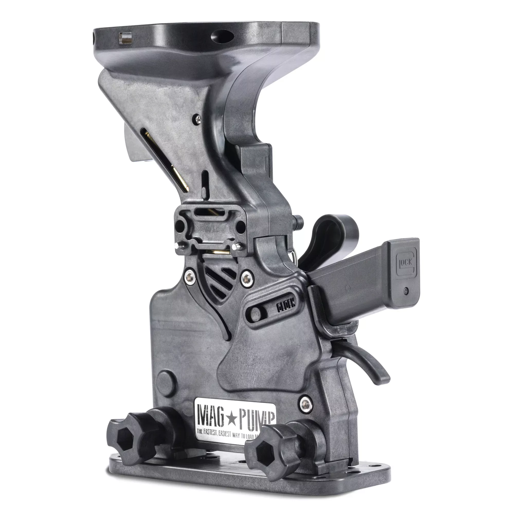 MagPump 9mm Luger Hopper-Fed Magazine Loader, 50-Round Hopper, Bench-Mount, Black MP-9MM