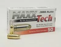 Maxxtech 380 Auto Ammunition 95 Grain Full Metal Jacket 50 Rounds