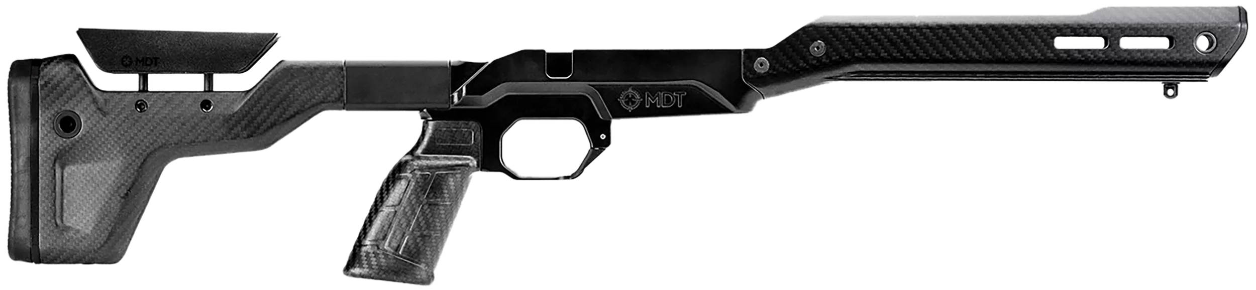 Mdt Sporting Goods Inc 107837BCF HNT26 Chassis System Black Carbon Fiber Fits Howa 1500 SA/ Weatherby Vanguard Compatible w/ AICS Mags Short Action Standard