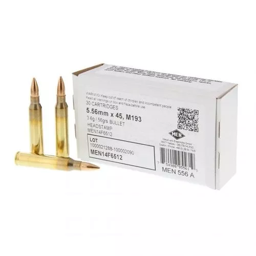 MEN556A: MEN M193 5.56x45mm NATO 56 Grain FMJ 30 Round Box