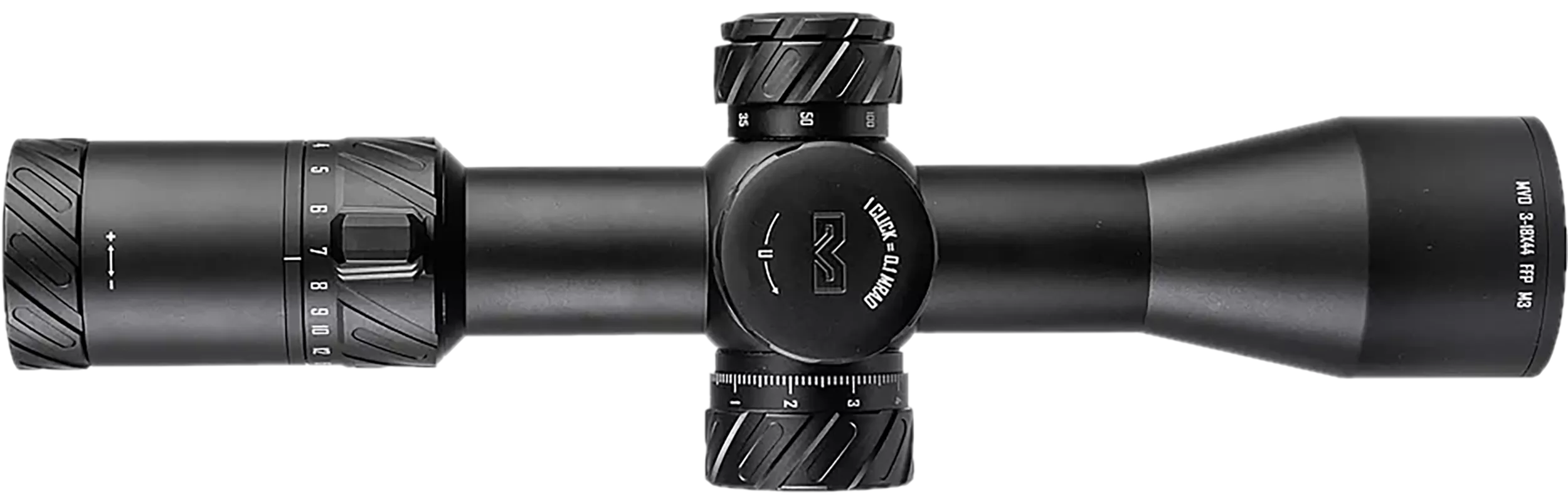 Meprolight USA 901246703 MVOMatte Black Anodized 3-18x44mm, 34mm Tube, Illuminated M3 MRAD Etched Green/Red Reticle
