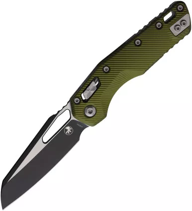Microtech 210-1FLOD MSI RAM-LOK Manual Folding Knife - 3.88" Bohler M390MK Black Modified Sheepsfoot Plain Blade, Fluted OD Green Aluminum Handles