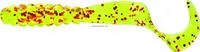 Mister Twister Meeny Curly Tail Grub, 3 ", Chartreuse Red Flake, 20/Pack