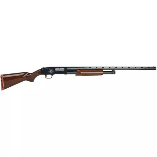 Mossberg 50th Anniversary Ed Mossberg 500 Pump Shotgun, 12 Gauge, 28 in, 3 in Chmbr, Walnut Stock, Blue Finish