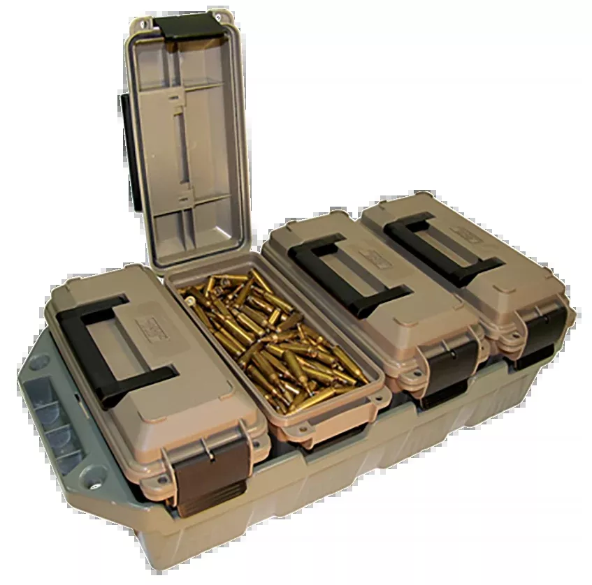 MTM Case-Gard 4-Can Ammo Crate with 30 Caliber O-ring Sealed Cans, Dark Earth/Army Green AC4C