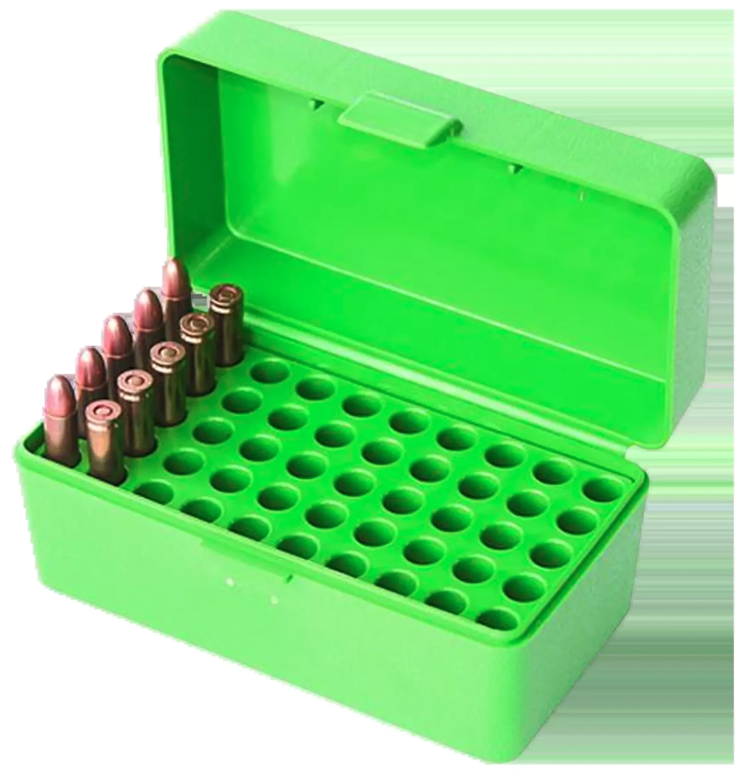MTM Case-Gard 50-Round Flip-Top Rifle Ammo Box, Green, 22 Hornet/.30 Carbine fit - 22HORN10