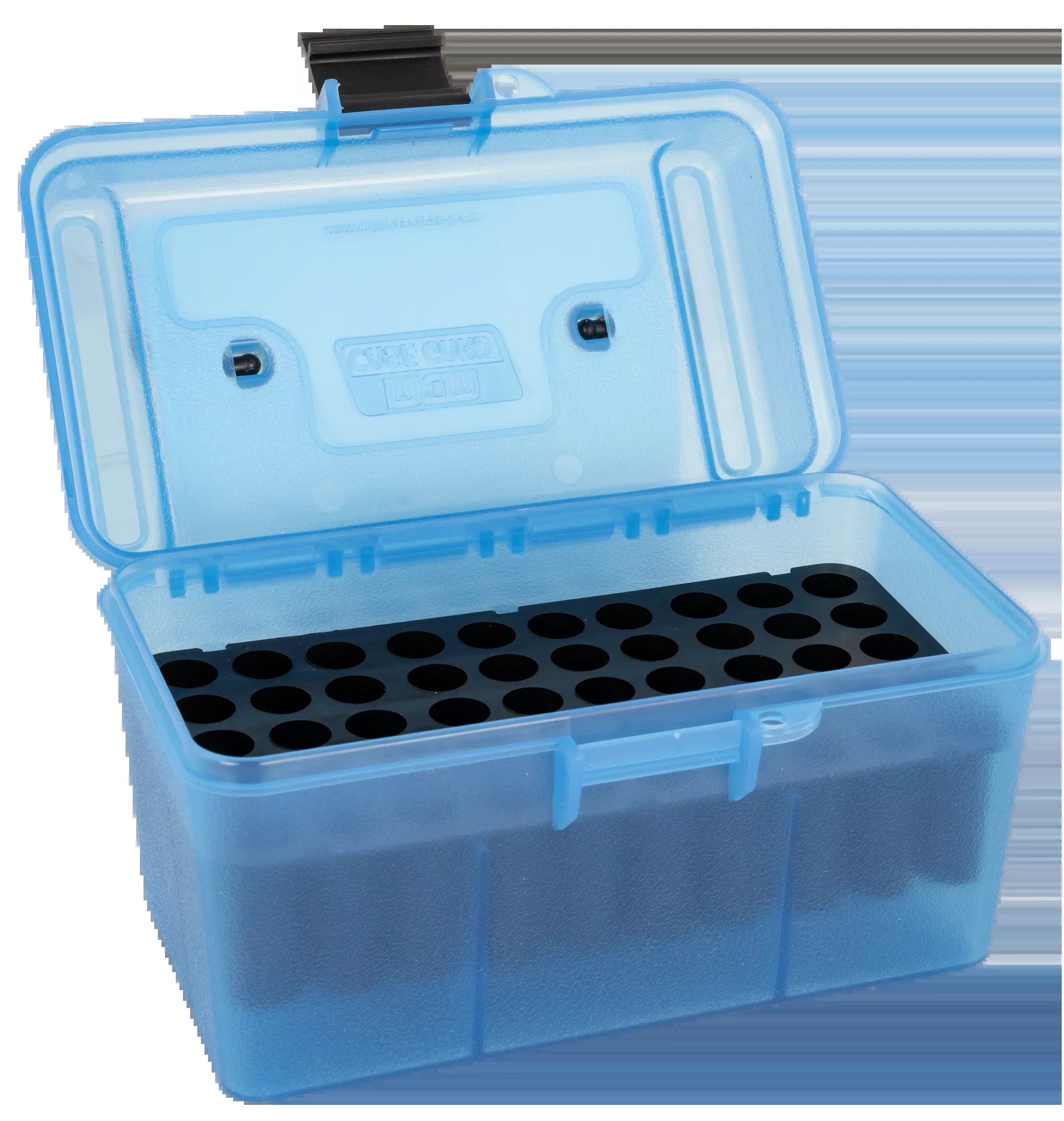 MTM Case-Gard Deluxe Rifle Ammo Box, Clear Blue Polypropylene, 50-Round H50RM24