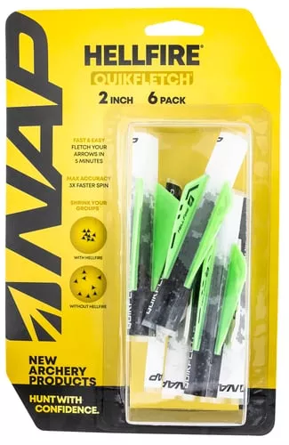 NAP Quikfletch HellfireWhite/Green/Green 2 in. 6 pk