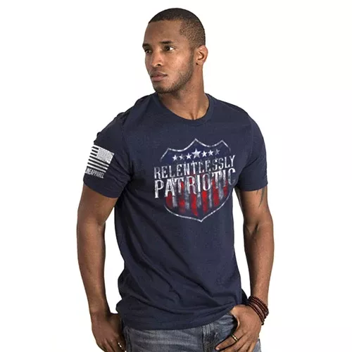 Nine Line Apparel Men’s Relentlessly Patriotic Graphic T-Shirt in Midnight Navy, Small, NLARPATTSMIDNIGHTNAVYS
